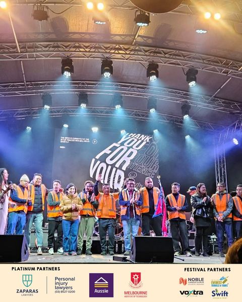 ICCL organisers and volunteers on stage at MOMO Fest Melbourne 2026
